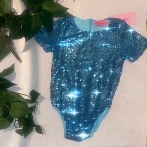 Glittery Blue Kids Bodysuit and Headband by